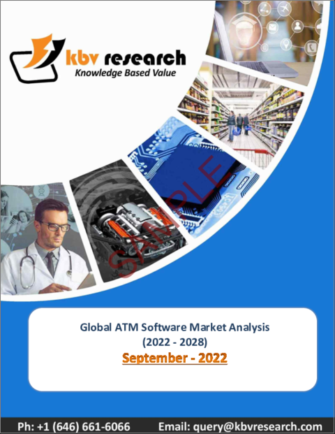 表紙：ATMソフトウェアの世界市場規模、シェア、産業動向分析レポート：エンドユーザー別、機能別、地域別展望と予測、2022年～2028年
