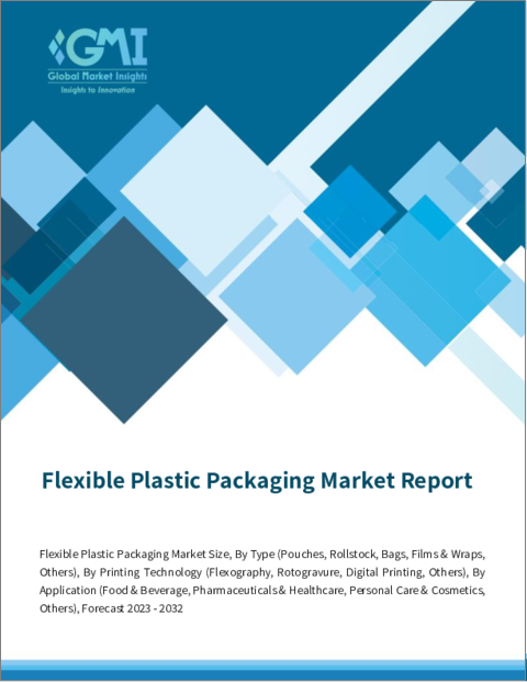 表紙：フレキシブルプラスチック包装市場-タイプ別、印刷技術別、用途別・予測、2023～2032年