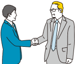 握手を交わす日本人男性と外国人男性