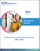 表紙：コットンタオルの世界市場規模、シェア、動向分析：流通チャネル別、タイプ別、用途別、地域別展望と予測（2024年～2031年）