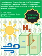 表紙：長期エネルギー貯蔵 (LDES) の概要：技術・材料・プロジェクト・企業・研究の進展 (2025-2026年)・代替案・市場動向 (2026-2046年)
