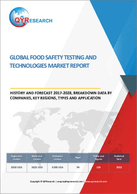 表紙：食品安全検査・技術の世界市場：実績と予測（2017年～2028年）