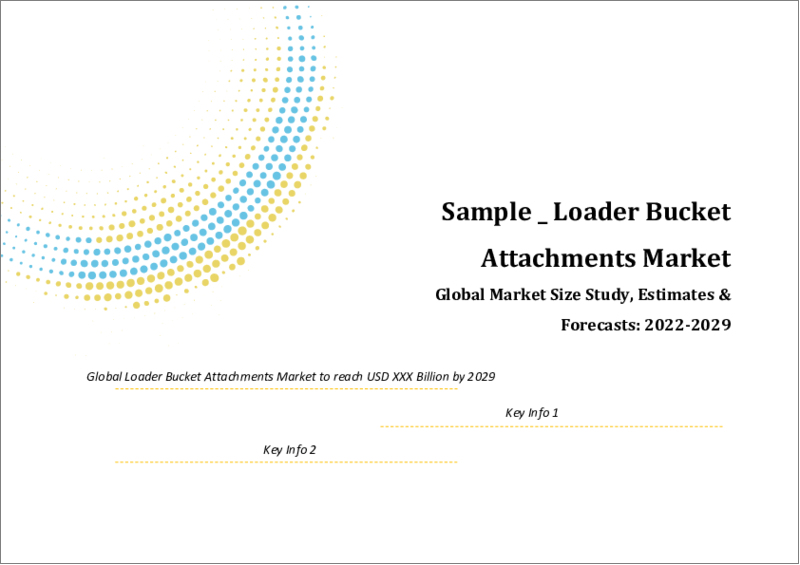 表紙：ローダーバケットアタッチメントの世界市場規模：アタッチメント別、最終用途別、地域別予測（2022年～2028年）