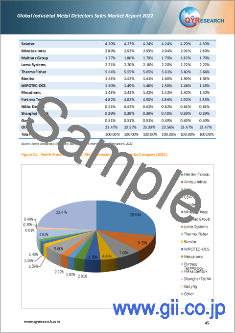 サンプル2：産業用金属探知機の世界市場：販売分析 (2022年)