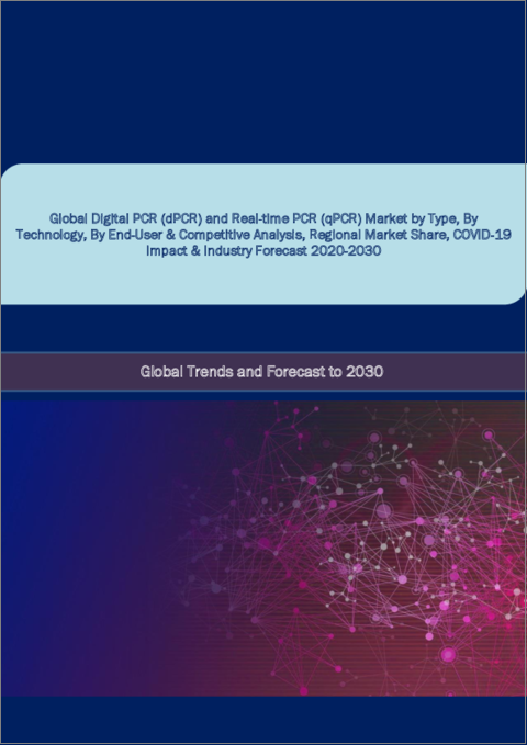 表紙：デジタルPCR (dPCR) およびリアルタイムPCR (qPCR) の市場規模・シェア・動向分析：製品&サービス・用途・エンドユーザー・地域別の展望・競合戦略・各種区分別の予測 (～2030年)