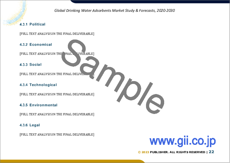 サンプル2：飲料水吸着剤の世界市場規模：製品別（活性炭、ゼオライト、アルミナ、粘土、酸化マンガン、セルロース）、地域別の予測（2022年～2028年）