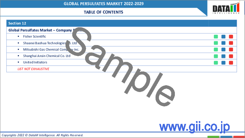 サンプル1：過硫酸塩の世界市場（2022年～2029年）