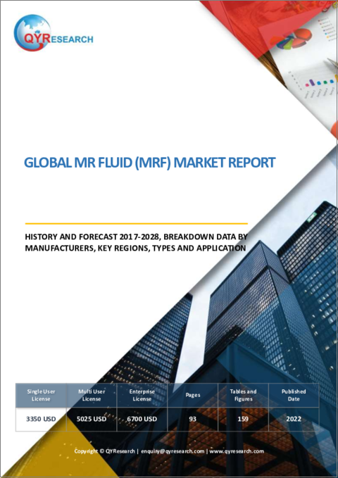 表紙：磁気粘弾性流体（MR流体）の世界市場、実績と予測（2017年～2028年）