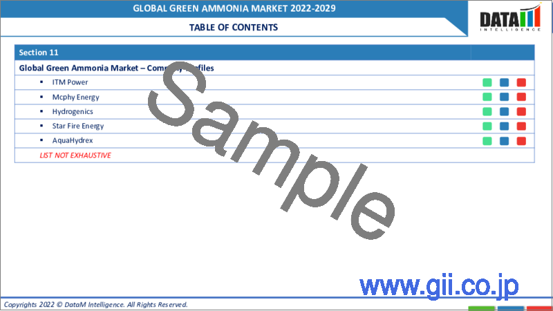 サンプル1：グリーンアンモニアの世界市場：2022年～2029年