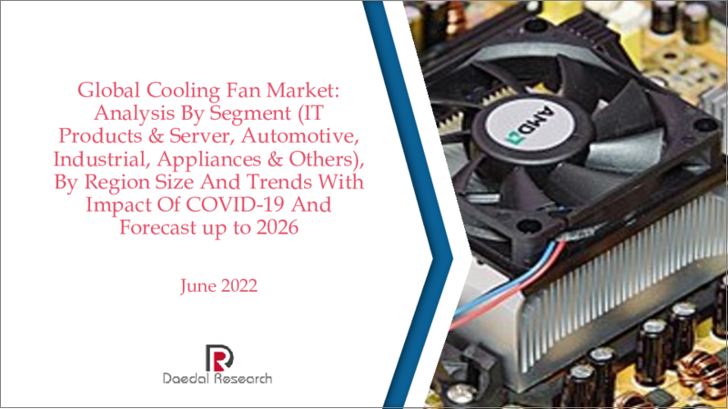 表紙：冷却ファンの世界市場：セグメント (IT製品&サーバー・自動車・産業・家電・その他)・地域別の規模・動向・COVID-19の影響・予測 (～2026年)