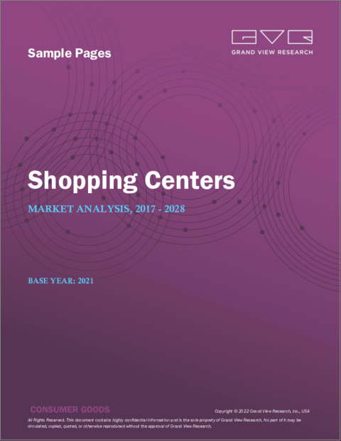 表紙：ショッピングセンターの世界市場規模、シェア、動向分析：製品タイプ別（アパレル・アクセサリー、FMCG、ハードライン・ソフトライン、多角化）、地域別のセグメント予測（2022年～2028年）