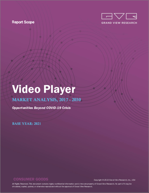 表紙：ビデオプレーヤーの世界市場 - 市場規模・シェア・動向分析：タイプ別、流通チャネル別、地域別、セグメント別の予測（2022年～2028年）