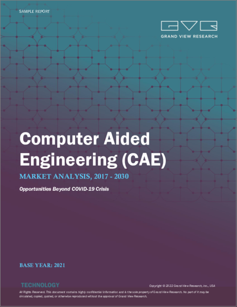 表紙：コンピュータ支援エンジニアリング（CAE）市場の規模、シェア、動向分析レポート：タイプ別、展開モデル別、エンドユーザー別、セグメント別予測、2022年～2030年