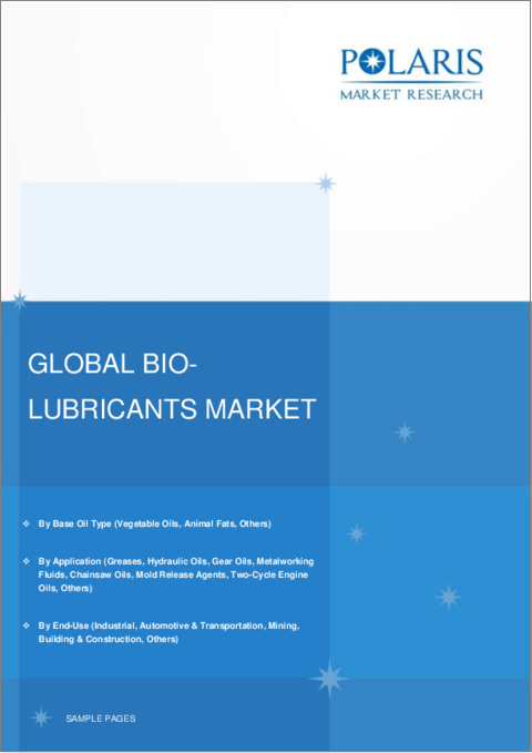 表紙：バイオ潤滑油の世界市場：シェア、規模、動向、産業分析レポート、ベースオイルタイプ別（植物油、動物性油、その他）、用途別、エンドユーザー別、地域別、セグメント別予測（2022年～2030年）