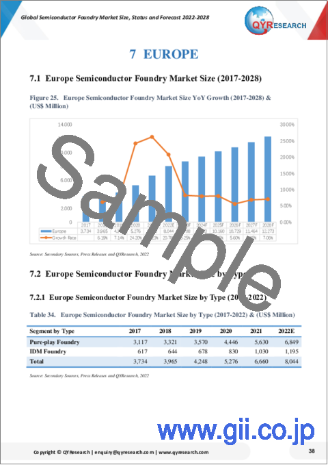 サンプル2：半導体ファウンドリの世界市場：規模・現状・予測 (2022年～2028年)