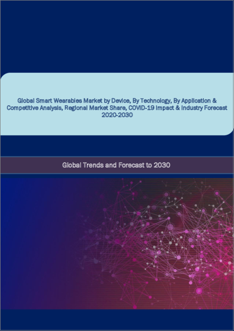 表紙：スマートウェアラブルの世界市場：デバイス別、技術別、用途別 - 地域の見通し、競合戦略、セグメント予測（～2030年）
