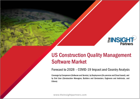 表紙：米国の建設品質管理ソフトウェア市場：2028年までの予測、国別分析：コンポーネント別、展開別、エンドユーザー別