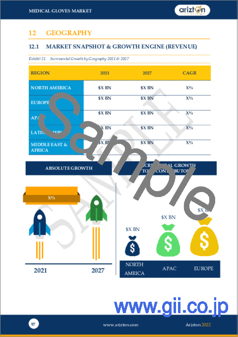 サンプル2：医療用手袋の世界市場：展望と予測 (2022年～2027年)
