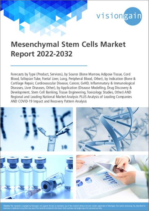 表紙：間葉系幹細胞の世界市場（2022年～2032年）
