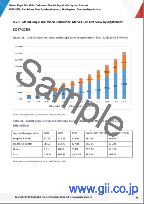 サンプル2：シングルユースビデオ内視鏡の世界市場、実績と予測（2017年～2028年）
