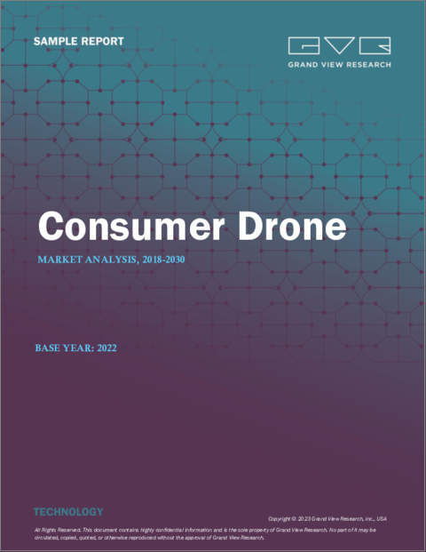 表紙：消費者向けドローンの市場規模、シェア、動向分析レポート：製品別（マルチローター、ナノ）、用途別（プロシューマー、トイ/ホビー、写真測量）、地域別（APAC、北米）、セグメント別予測、2022年～2030年