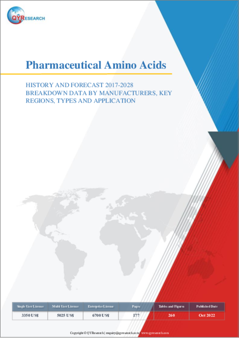 表紙：薬用アミノ酸の世界市場：分析・沿革・予測 (2017年～2028年)