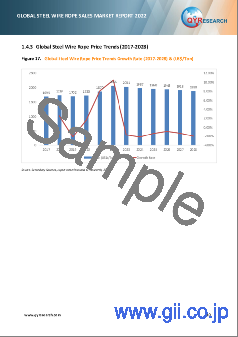 サンプル1：スチールワイヤーロープの世界市場：販売分析 (2022年)