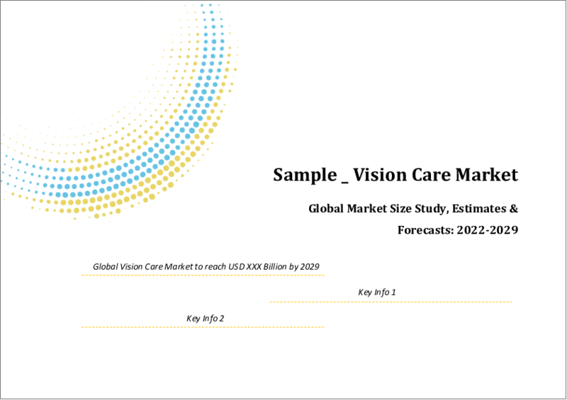 表紙：ビジョンケアの世界市場規模調査＆予測、製品タイプ別（メガネ、コンタクトレンズ、眼内レンズ、その他）、流通チャネル別（小売店、eコマース、クリニック、病院、その他）、地域別分析、2022-2029年