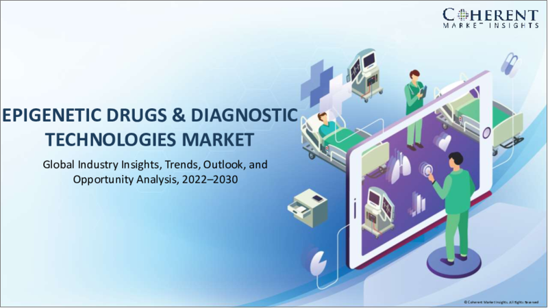 表紙：エピジェネティクス医薬品・診断技術市場：タイプ別（エピジェネティクス医薬品、（DNMT阻害剤、HDAC阻害剤、その他）、エピジェネティクス診断技術）、地域別- 規模、シェア、展望、機会分析、2022～2030年