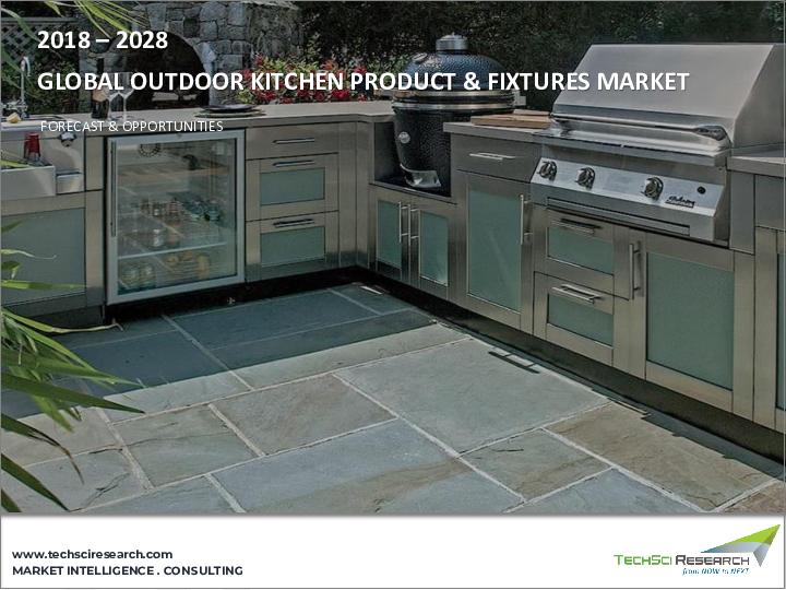 表紙：屋外用キッチン製品・器具の世界市場 - 業界規模、シェア、動向、競合予測、機会、予測（2018年～2028年）：製品タイプ別、最終用途別、流通チャネル別、地域別