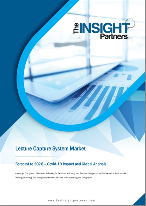 表紙：講義収録システムの2028年までの市場予測-コンポーネント別、エンドユーザー別（教育機関、企業）の世界分析