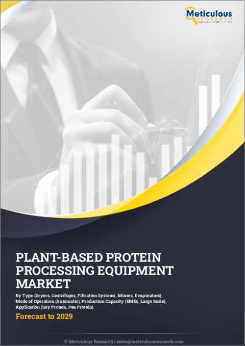 表紙：植物性タンパク質加工装置の世界市場：タイプ別、動作モード別、生産能力別、用途別 - 予測（～2029年）