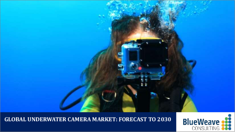 表紙：水中カメラの世界市場：市場規模、市場シェア、動向分析、機会、予測：製品別（デジタル一眼レフ、ミラーレス、コンパクト）、用途別、流通チャネル別、地域別（2023年～2029年）