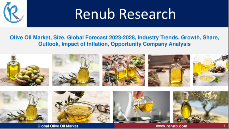 表紙：オリーブオイル市場：規模、世界市場の予測（2023年～2028年）、業界動向、成長、シェア、見通し、インフレの影響、企業の機会分析