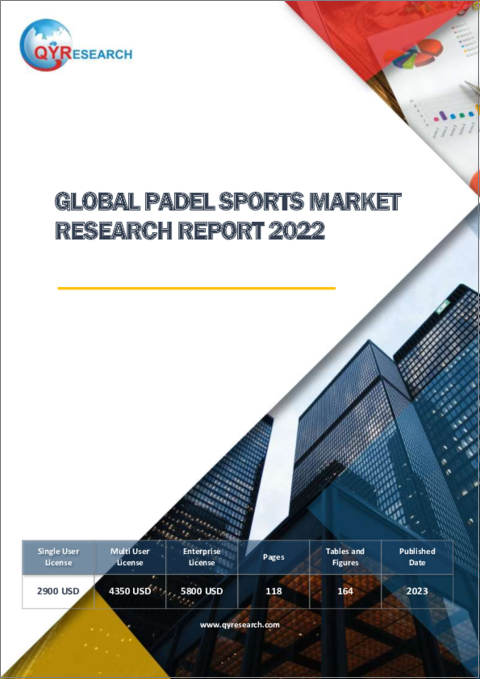 表紙：パデルスポーツの世界市場の展望 (2022年)