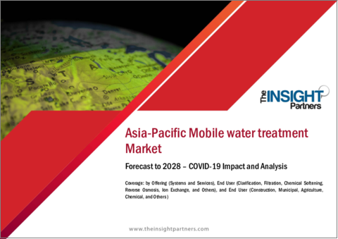 表紙：アジア太平洋の移動式水処理市場の2028年までの予測-地域分析-オファリング別、アプリケーション別、エンドユーザー別