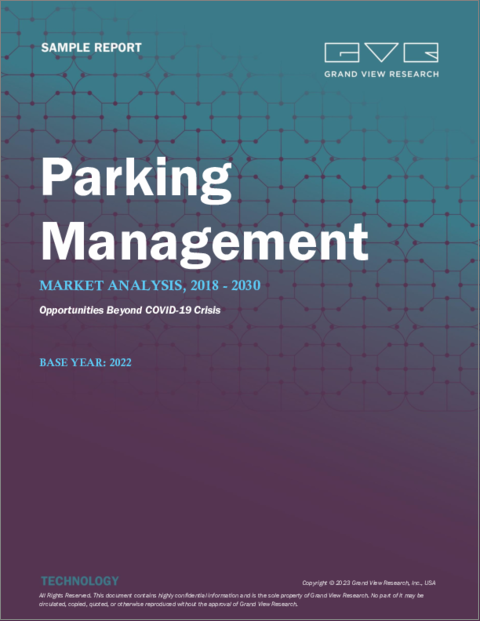 表紙：駐車場管理市場の規模、シェア、動向分析レポート：ソリューション別、サービス別、展開別、駐車場サイト別、路上駐車サイト別、用途別、地域別、セグメント別予測、2023年～2030年
