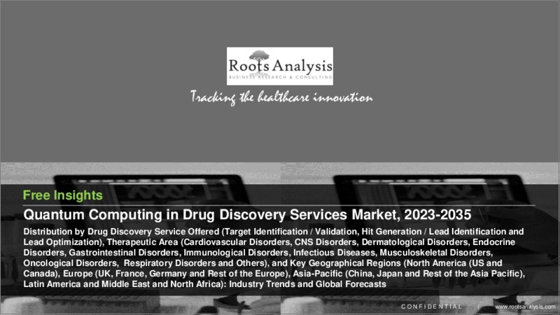 表紙：創薬サービスにおける量子コンピューティング市場：提供する創薬サービス別、治療分野別、主要地域別：業界動向と世界の予測、2023年～2035年