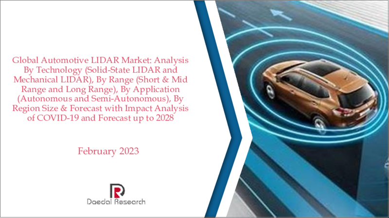 表紙：自動車LIDARの世界市場 (～2028年)：技術・距離・用途・地域別の市場規模・予測・動向・COVID-19の影響