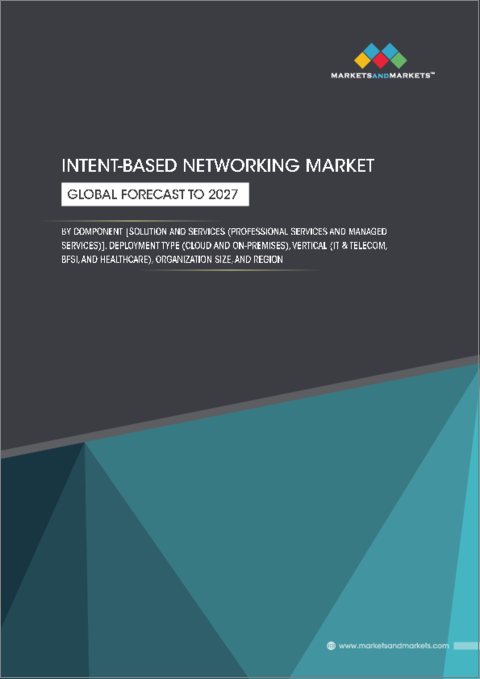 表紙：インテントベースネットワーキング (IBN) の世界市場：コンポーネント別 (ソリューション、サービス)・展開方式別・業種別・組織規模別・地域別の将来予測 (2027年まで)