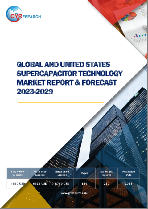 表紙：スーパーキャパシタ技術の世界市場と米国市場、予測（2023年～2029年）