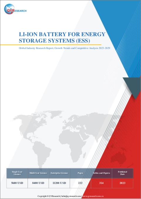 表紙：ESS (エネルギー貯蔵システム) 用リチウムイオン電池の世界市場：産業分析・成長動向・競合分析 (2023年～2029年)