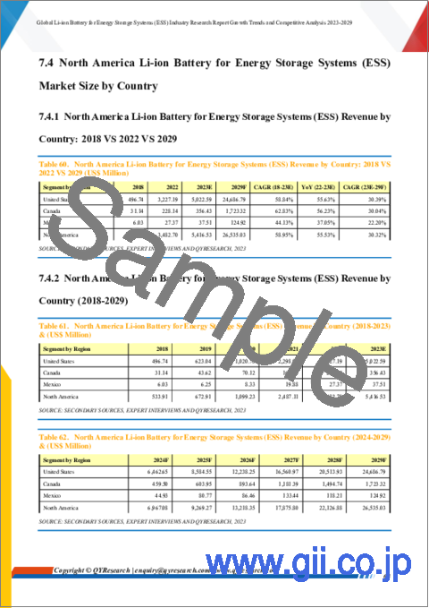 サンプル2：ESS (エネルギー貯蔵システム) 用リチウムイオン電池の世界市場：産業分析・成長動向・競合分析 (2023年～2029年)