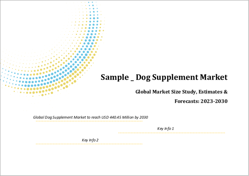表紙：犬用サプリメントの世界市場規模、調査＆予測、供給元別、用途別、流通チャネル別、地域別分析、2022-2029年