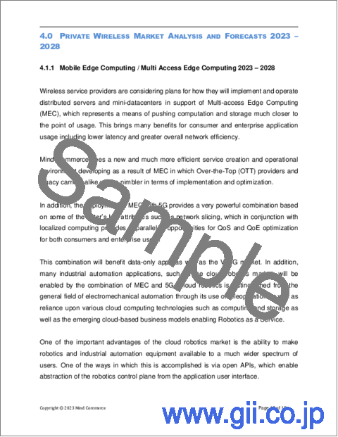 サンプル2：企業・産業・政府向けソリューションにおけるLTE・5G・エッジコンピューティングによるプライベートネットワーク市場：2023年～2028年
