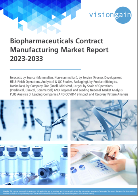 表紙：バイオ医薬品受託製造の世界市場（2023年～2033年）