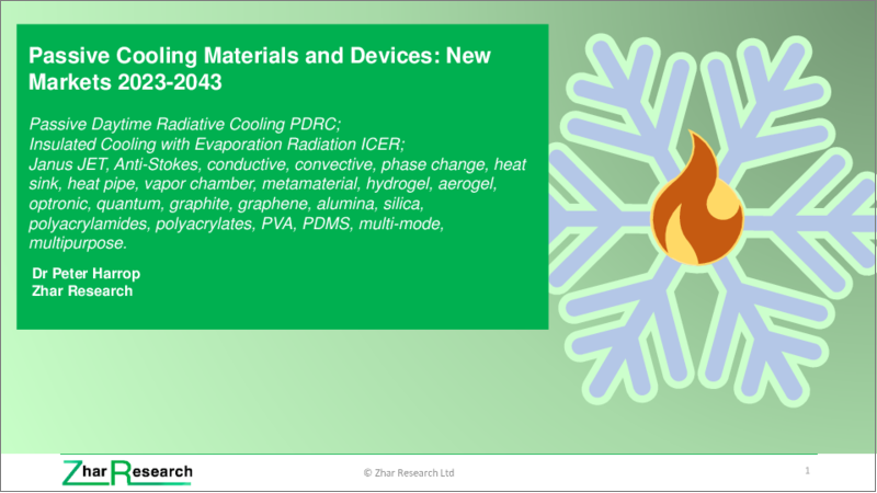 表紙：パッシブ冷却材料とデバイスの新市場（2023年～2043年）