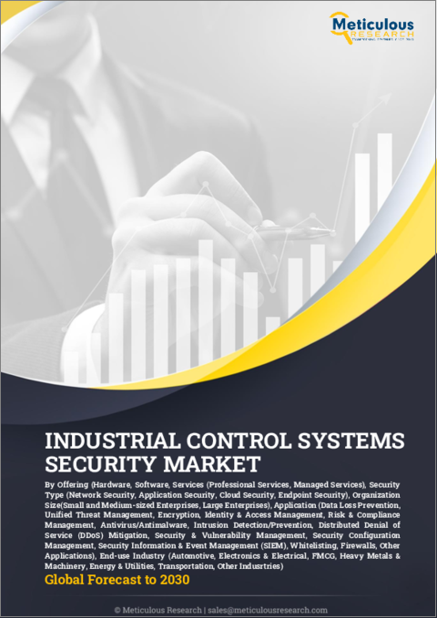 表紙：産業用制御システム（ICS）セキュリティの世界市場：提供、セキュリティタイプ、組織規模、用途、最終用途産業別 - 予測（～2030年）