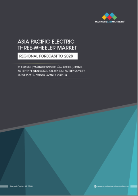 表紙：アジア太平洋の電動三輪車市場：モーター出力別・電池容量別・最終用途別・航続距離別・電池の種類別・積載量別・国別の将来予測 (2028年まで)