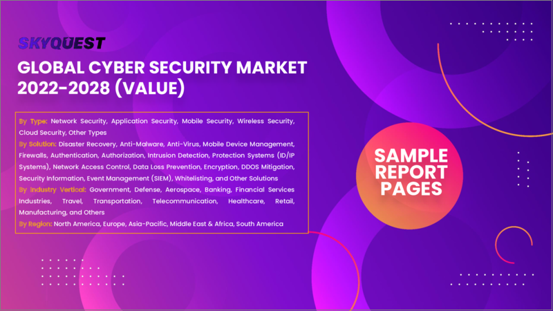 表紙：サイバーセキュリティの世界市場 - 市場規模、シェア、成長分析：タイプ別、ソリューション別、業界別、業界予測（2022年～2028年）